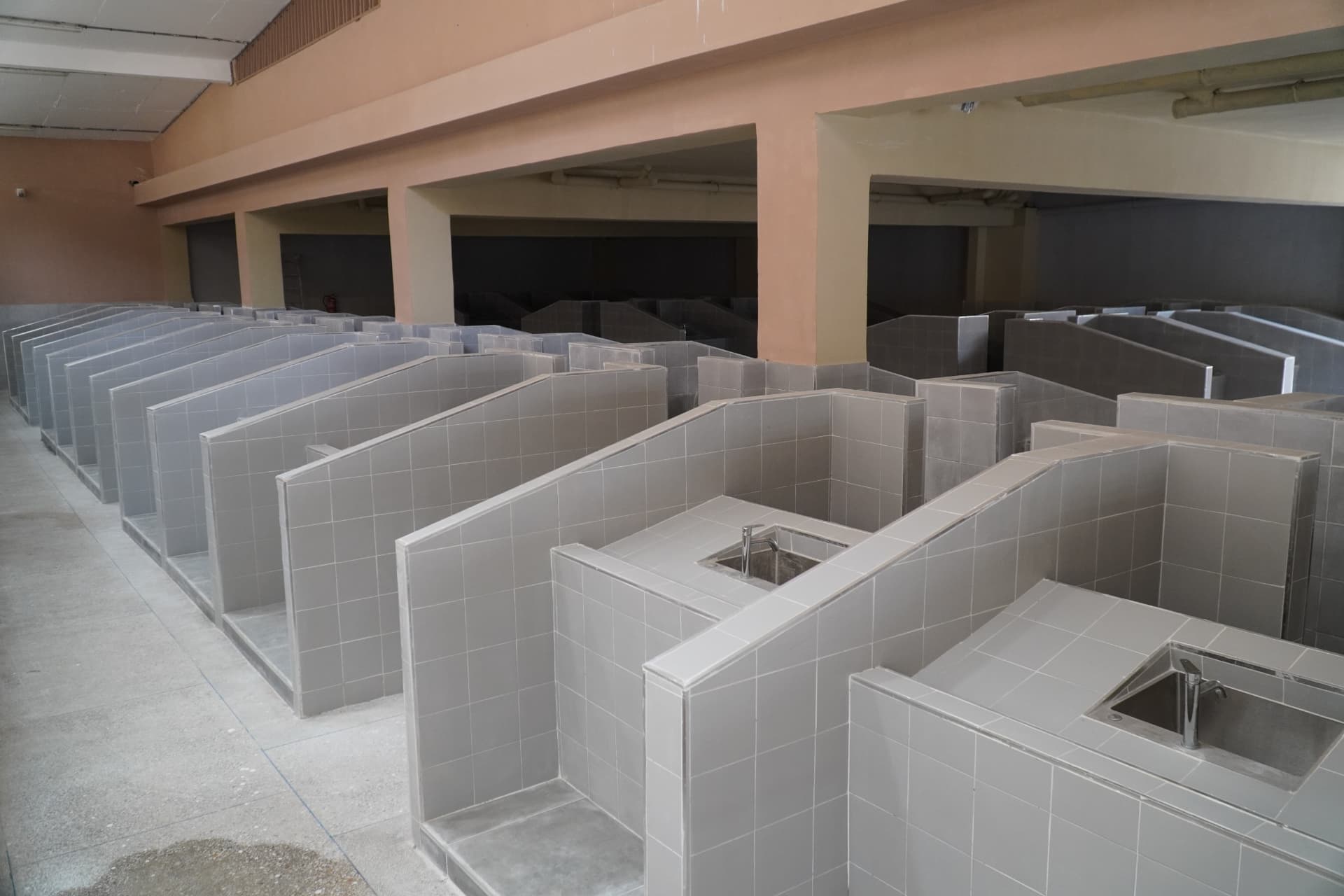 Halle des boxes avec points d'eau individuels