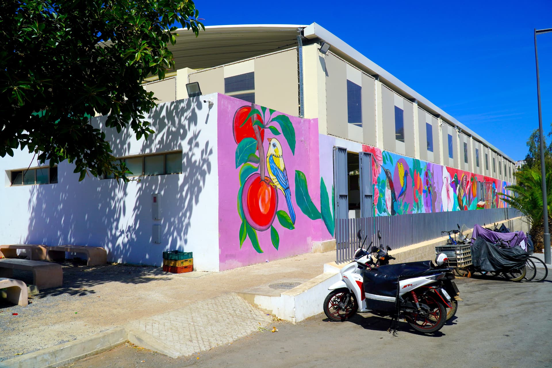 Long pan bardé et fresques murales