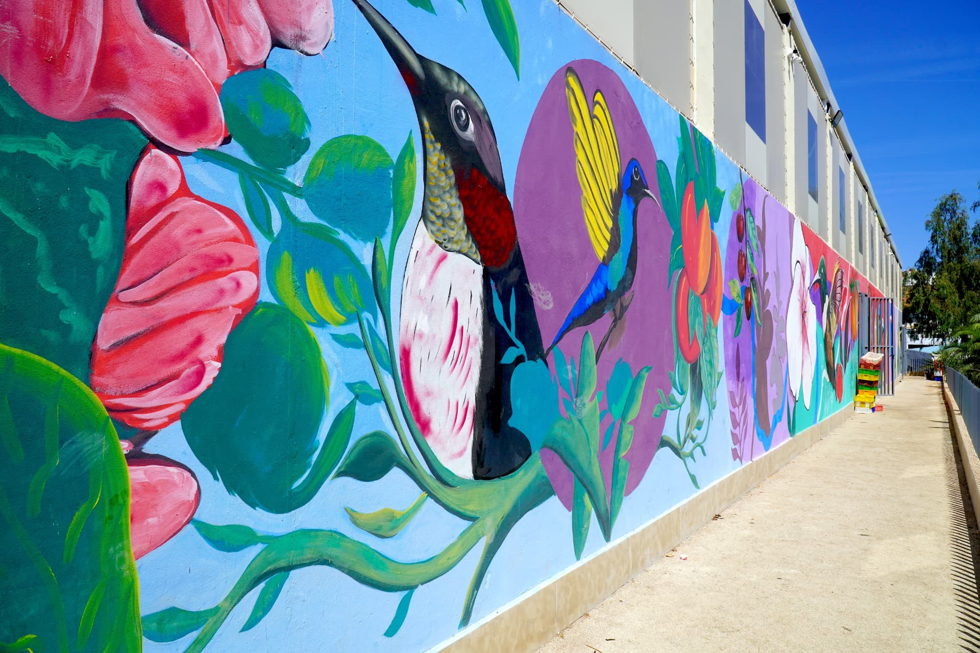 Fresque murale — oiseaux et flore